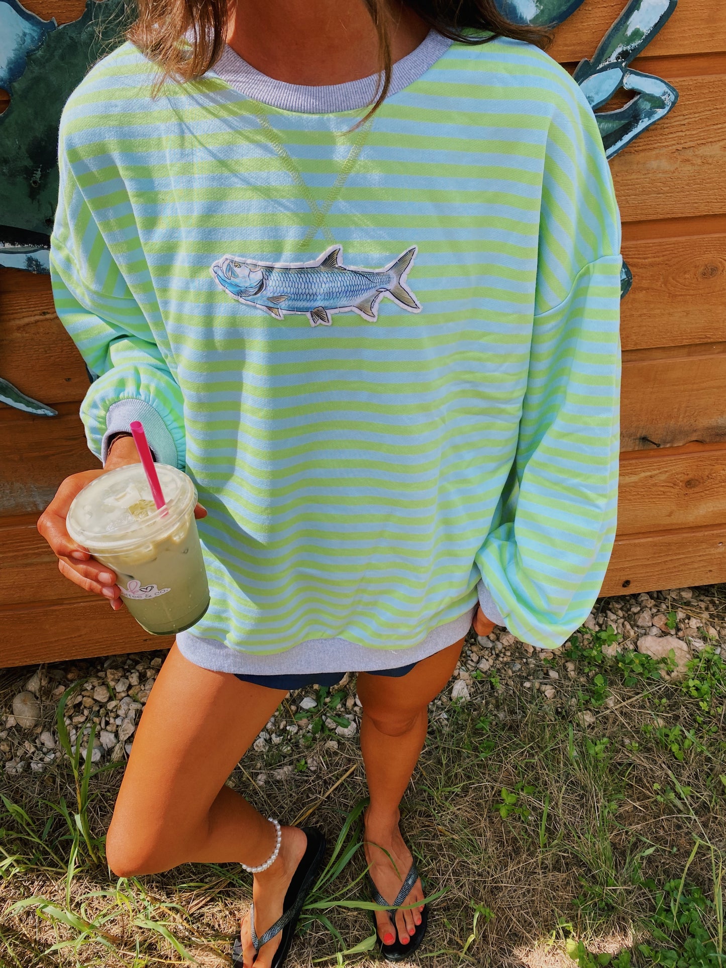 mint and stripe tarpon crew