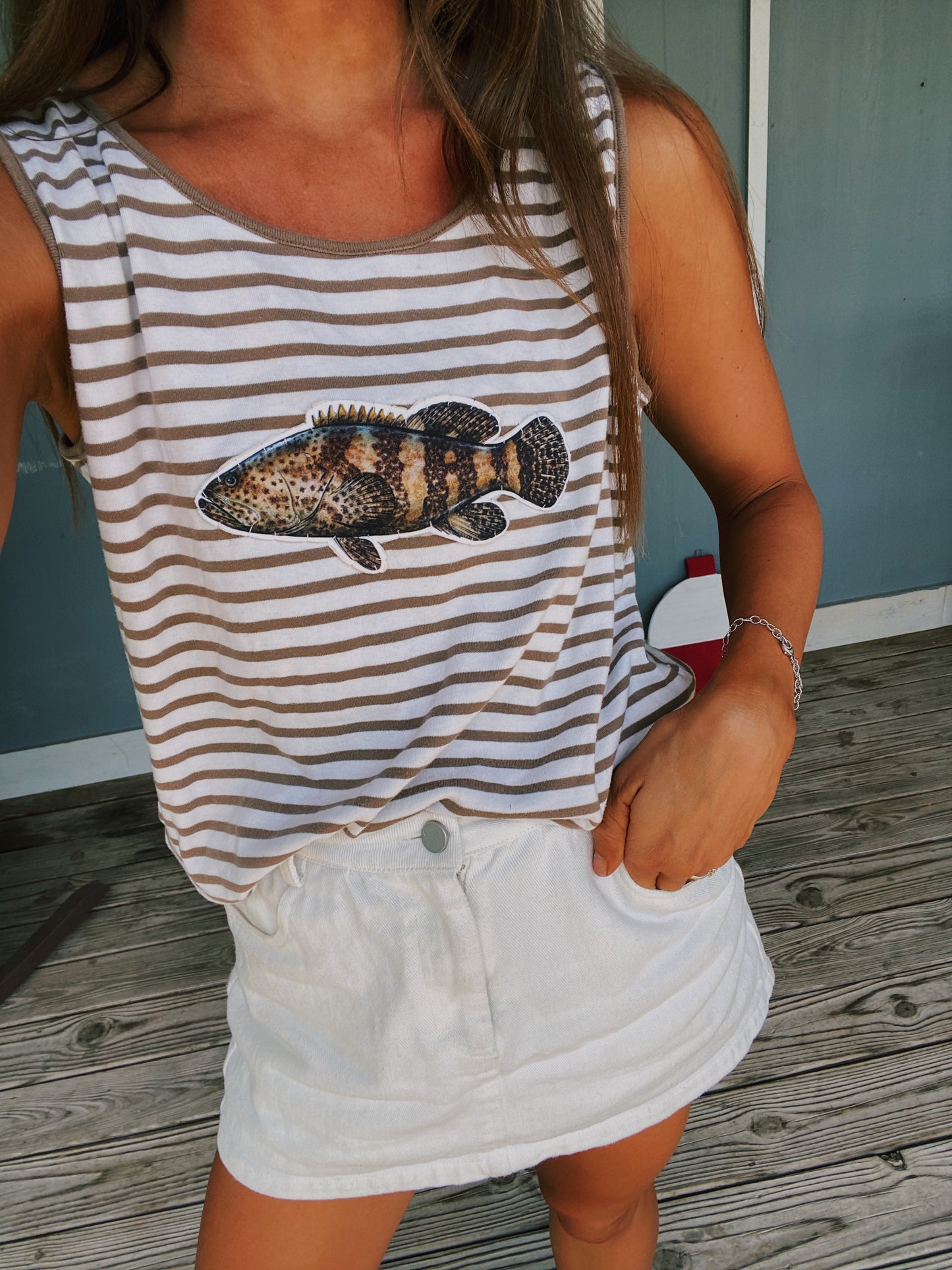 Brown stripe grouper tank