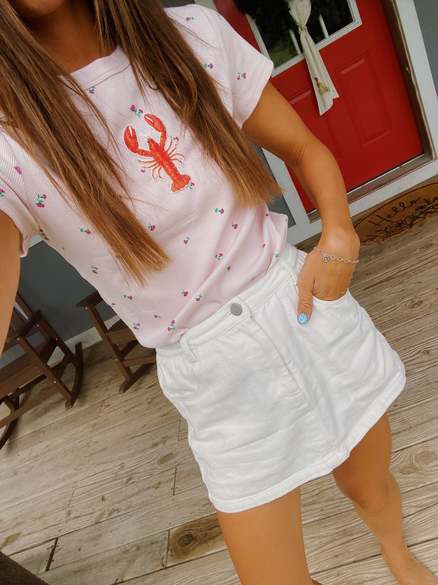 Floral crawfish baby tee