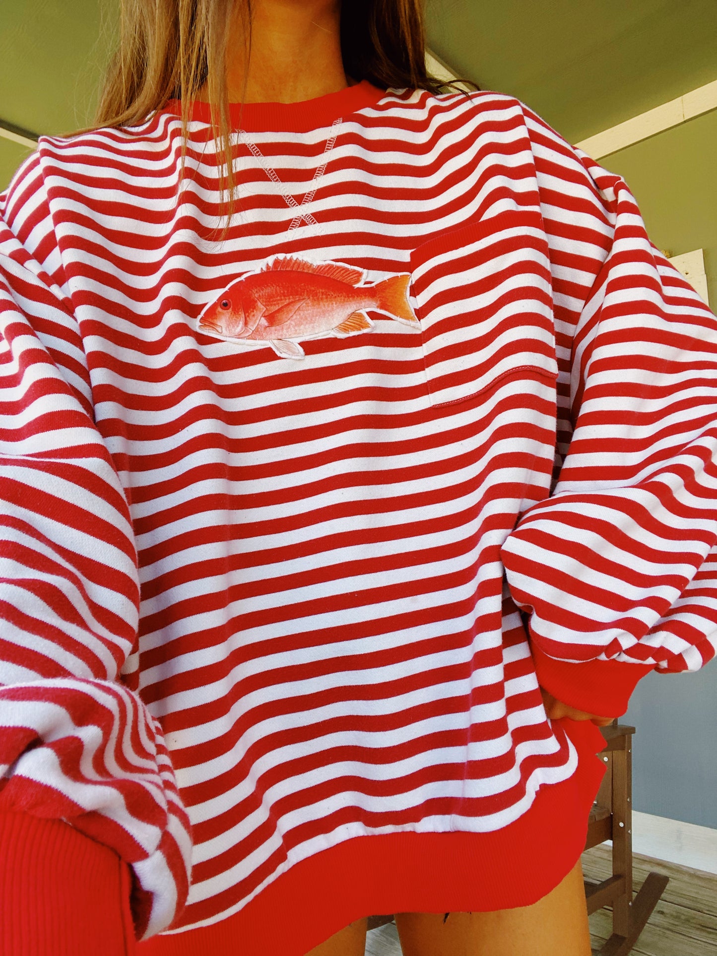 Red striped snapper crew with pocket