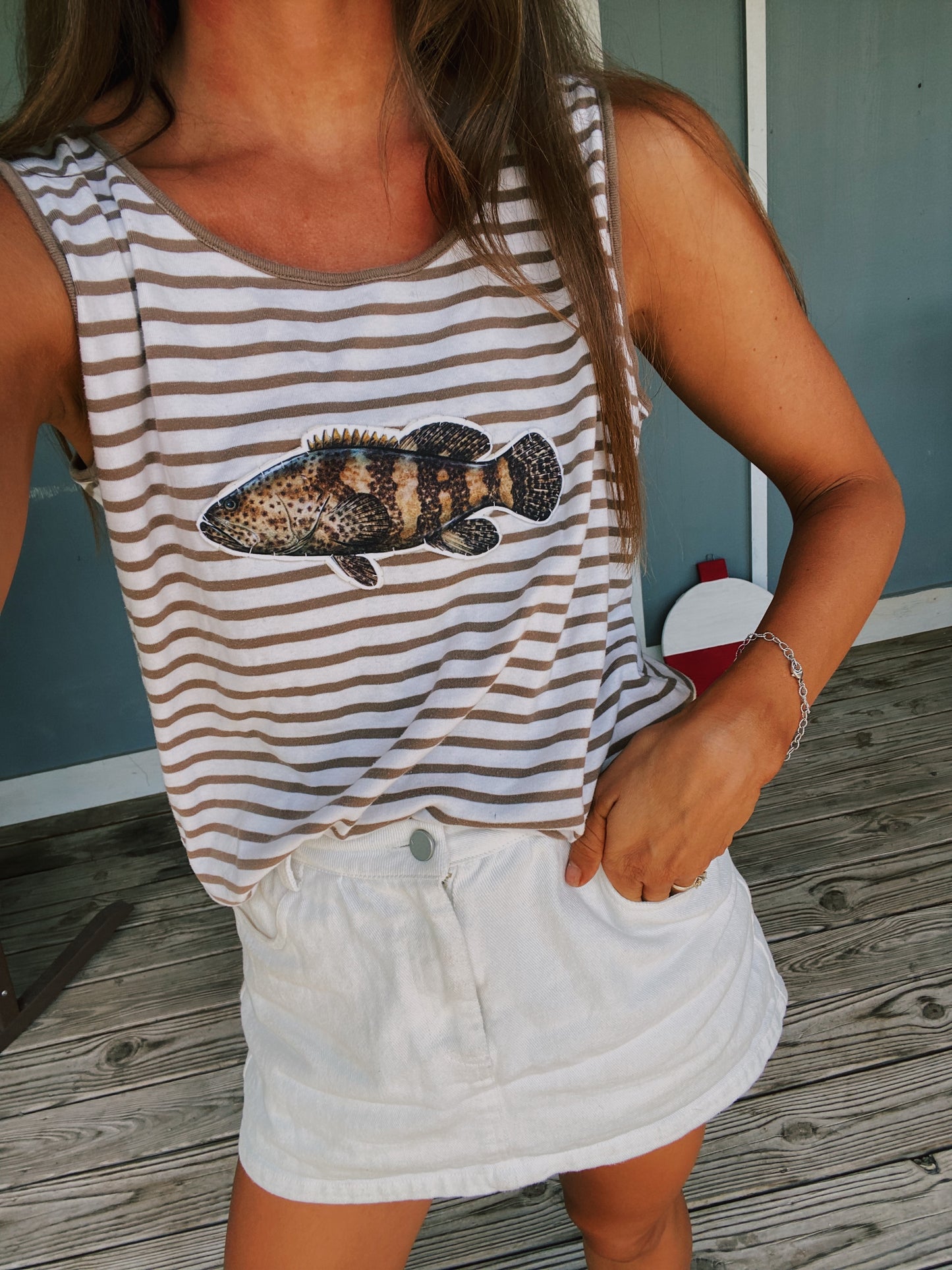 Brown stripe grouper tank
