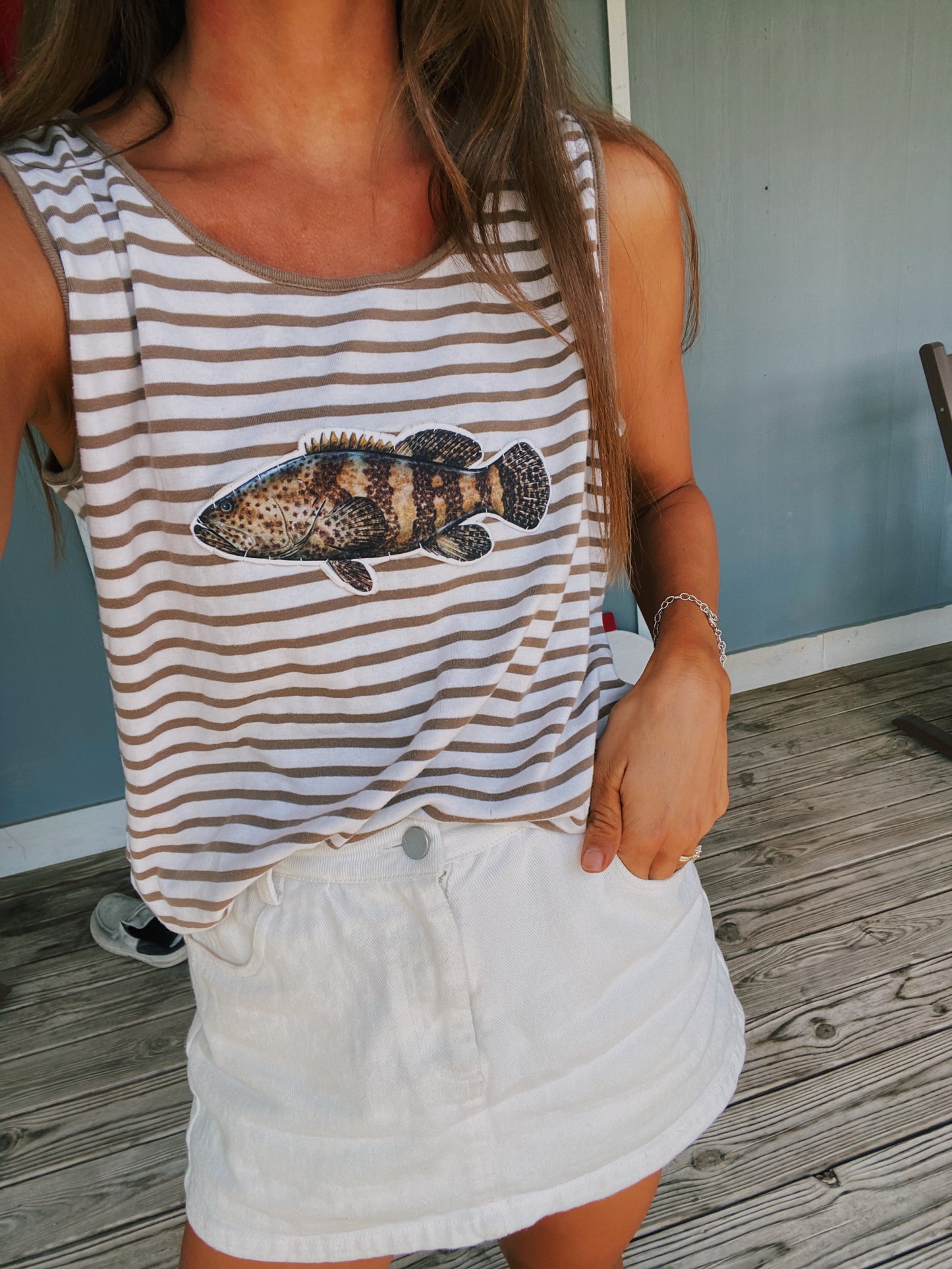 Brown stripe grouper tank