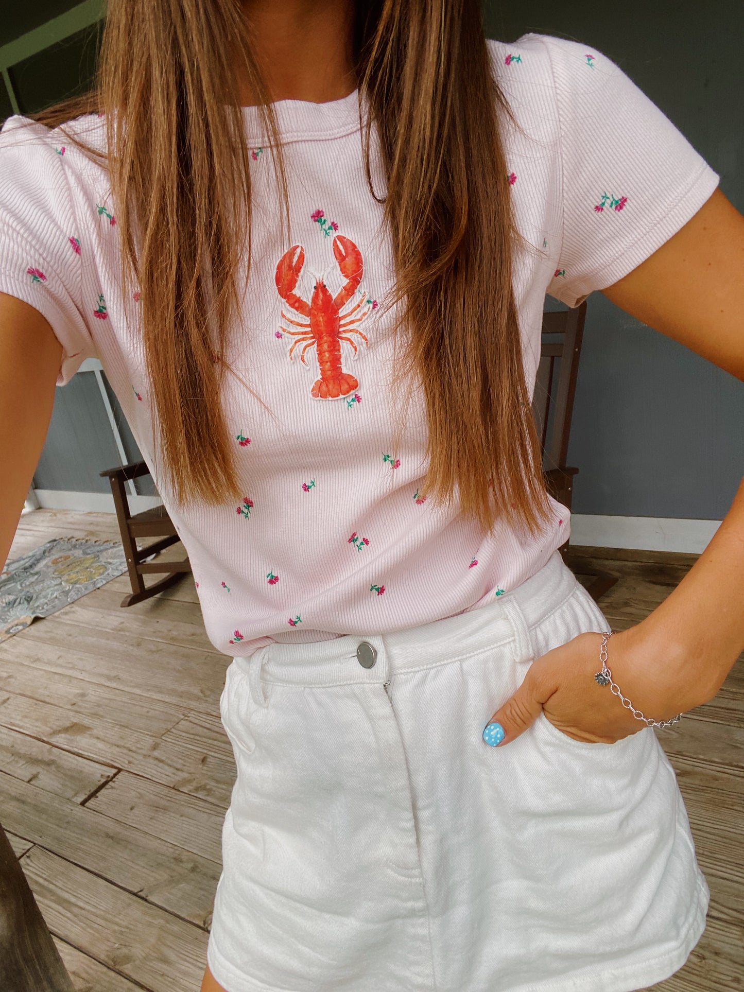 Floral crawfish baby tee