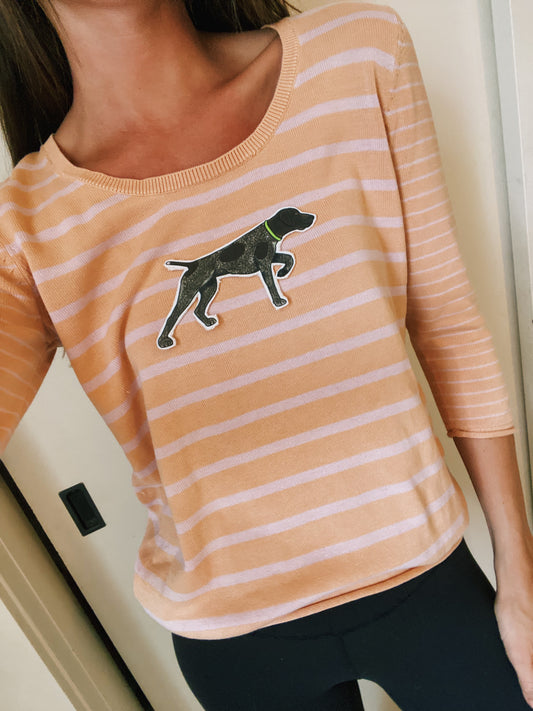 Quarter sleep bird dog striped sweater