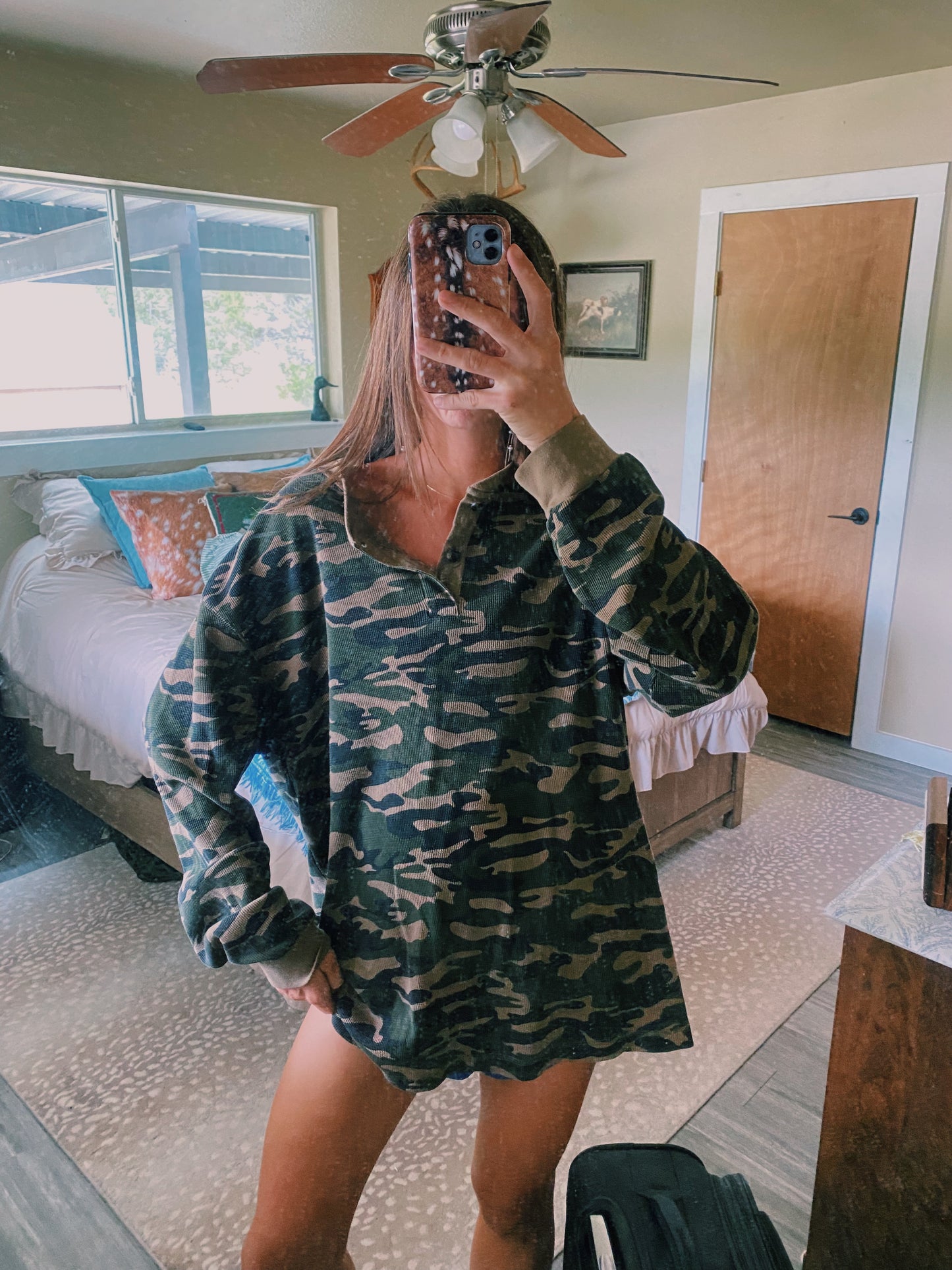 Camo oversized Henley