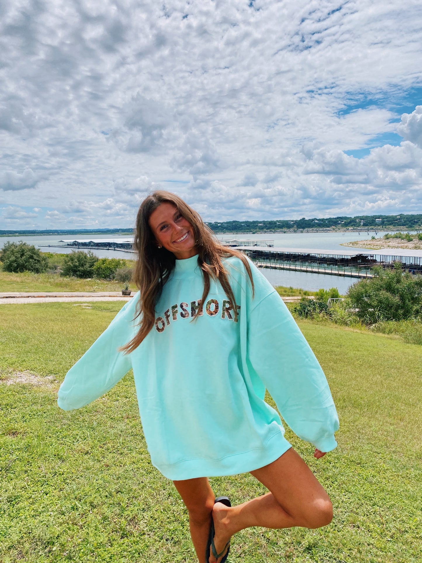 Offshore mockneck in mint green