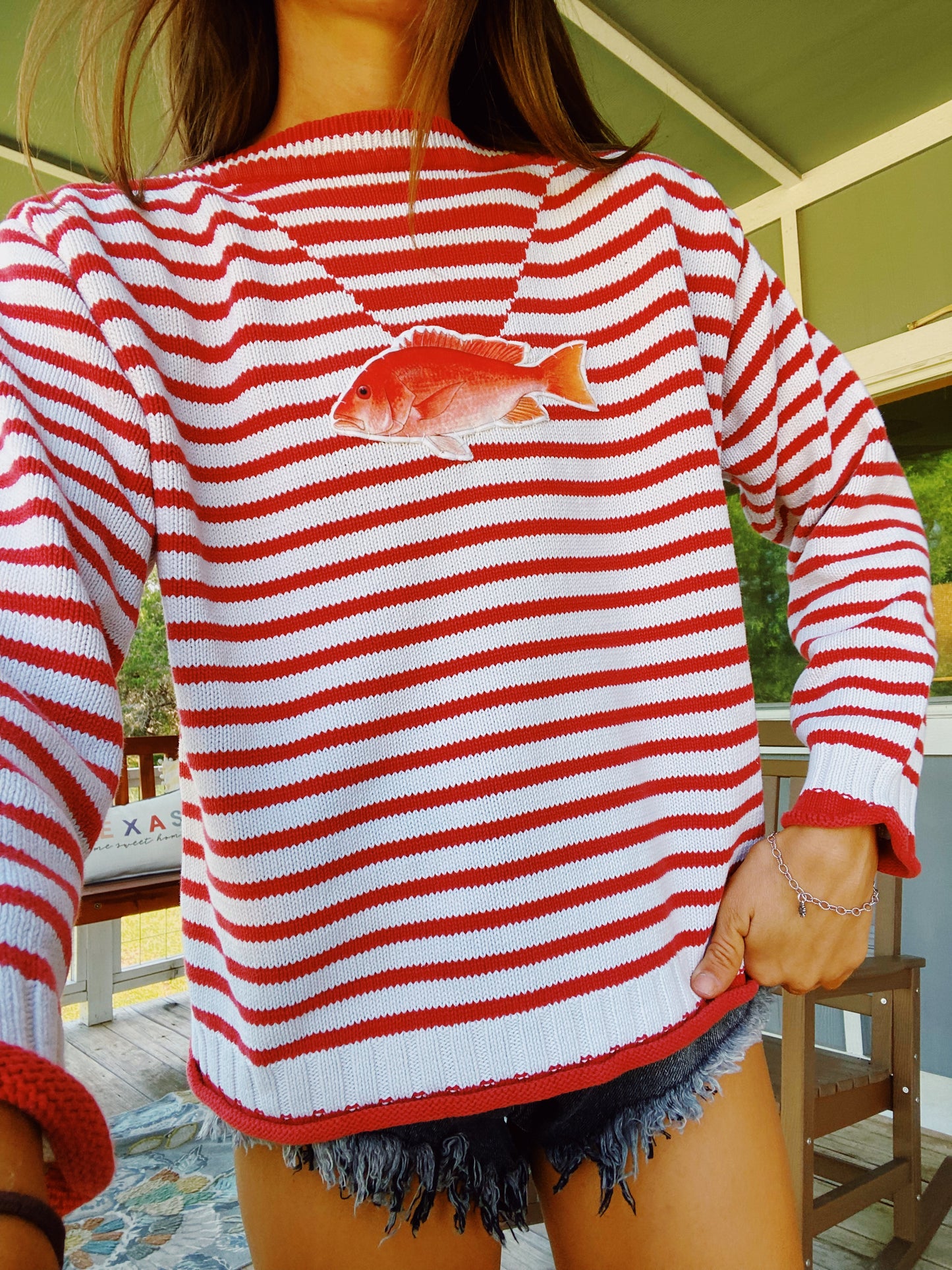 Red striped snapper sweater