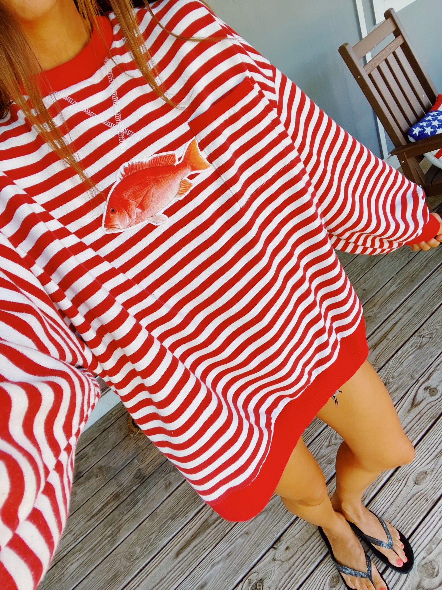 Red striped snapper crew with pocket