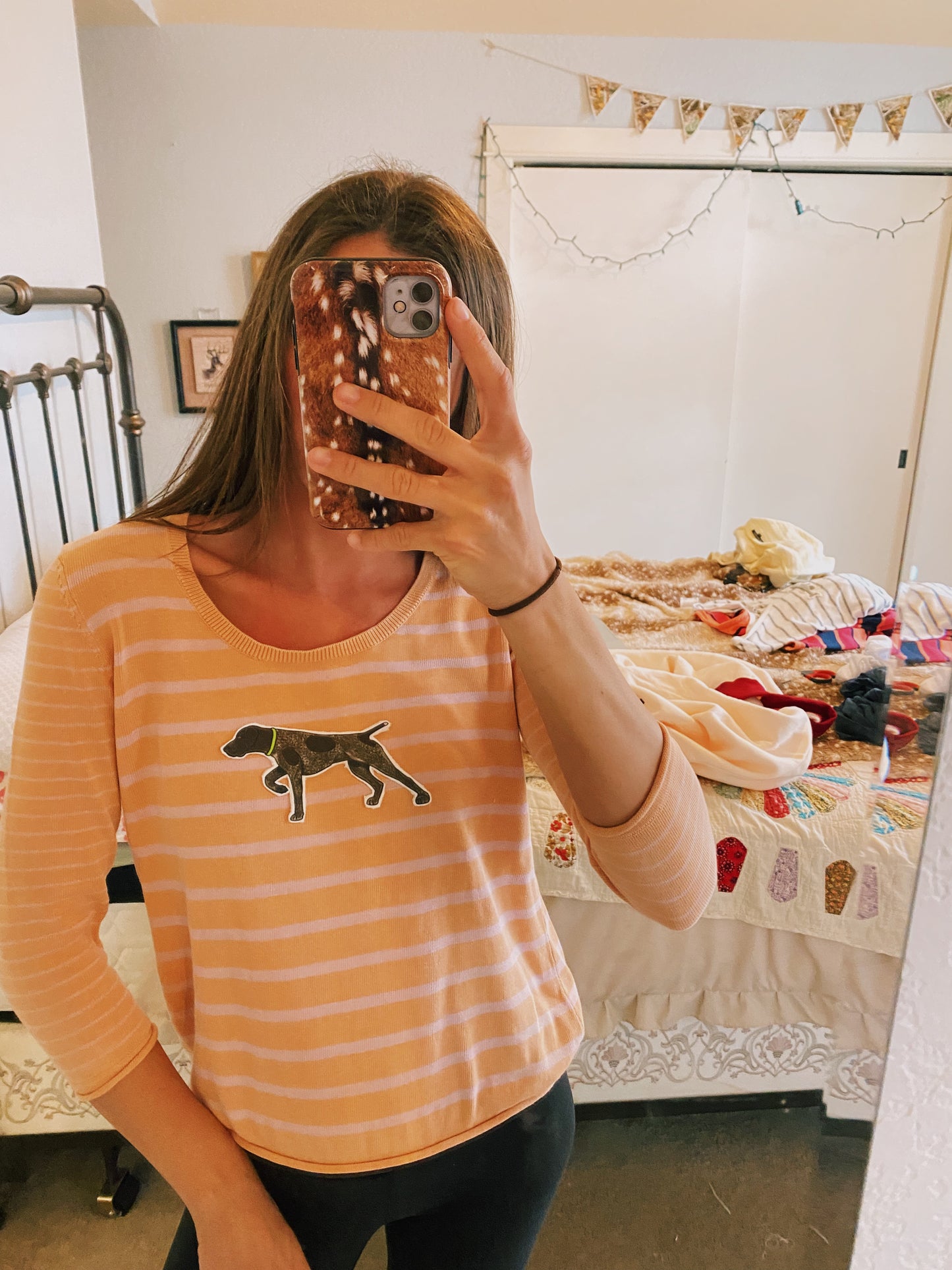 Quarter sleep bird dog striped sweater