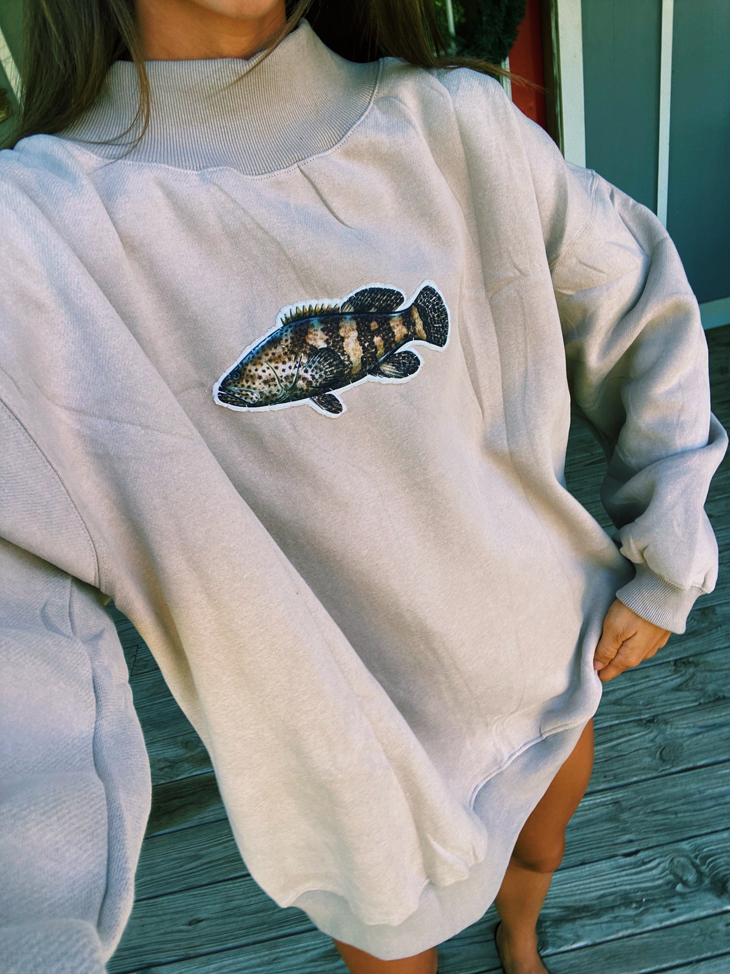 grouper mockneck in light brown