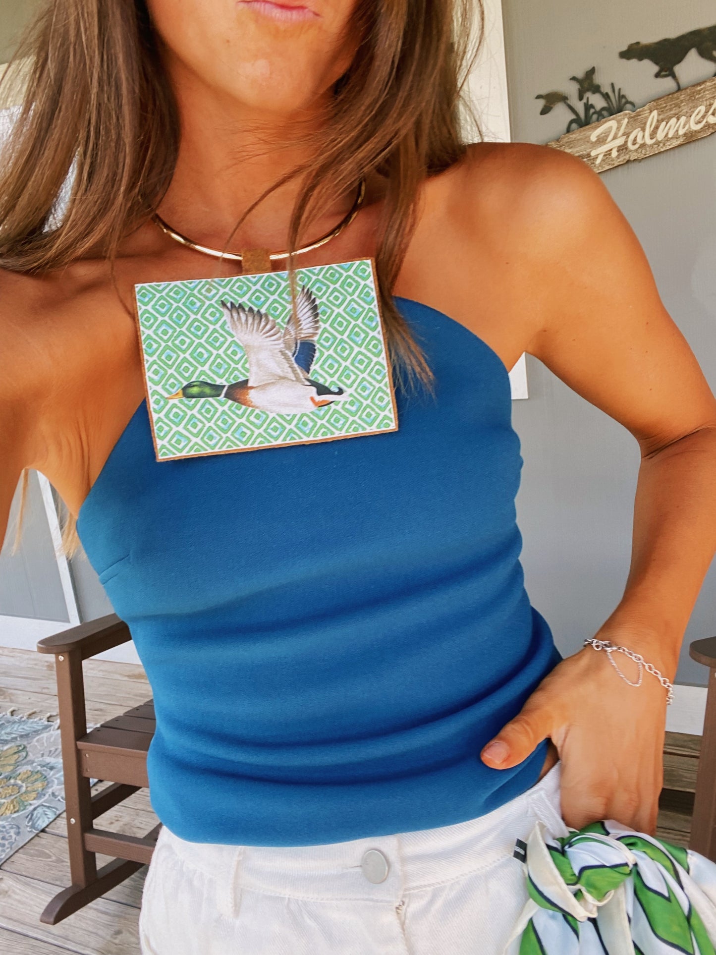 Mallard stamp necklace