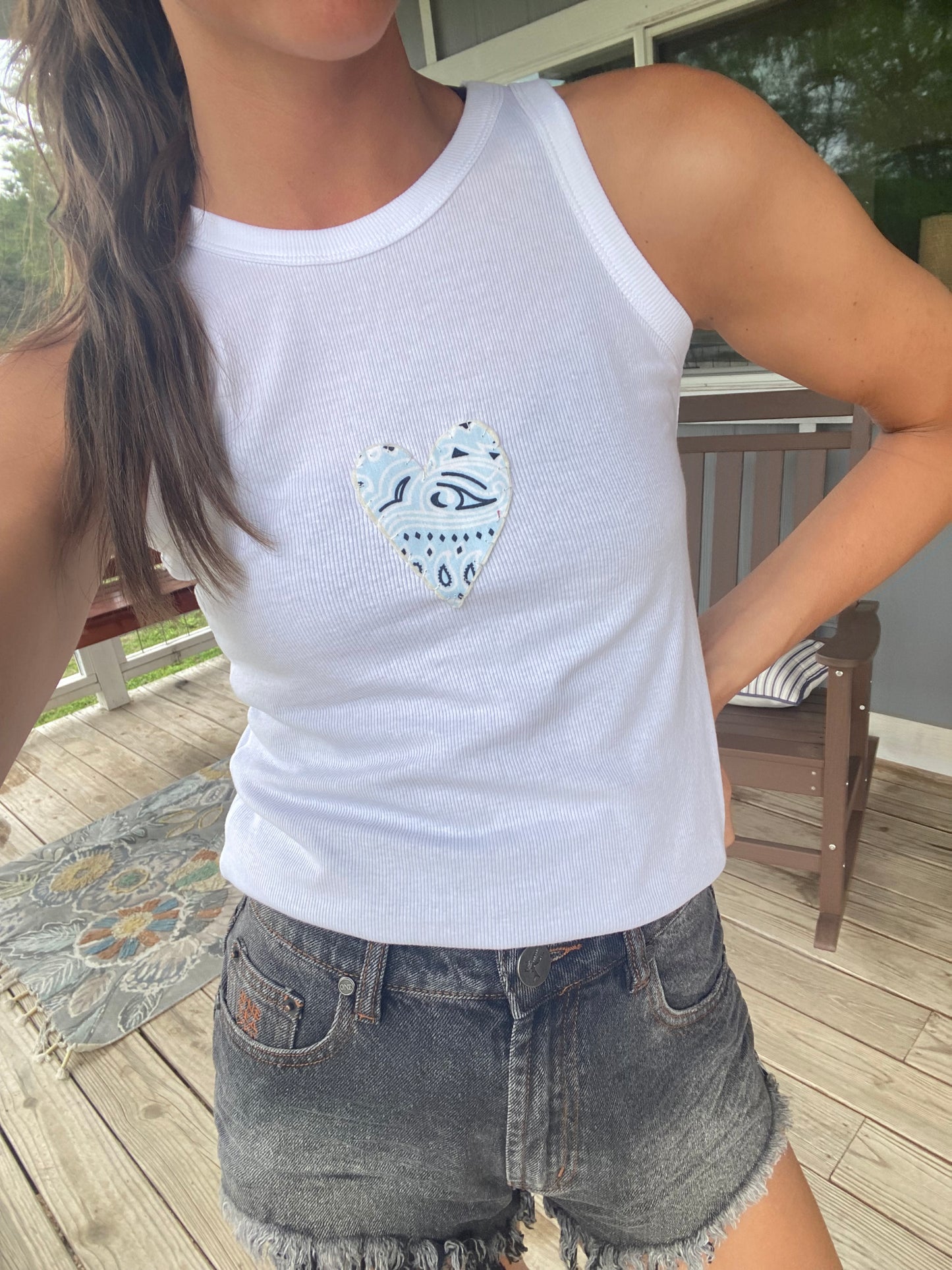 bandana love tank in blue