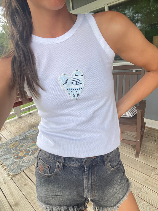 bandana love tank in blue