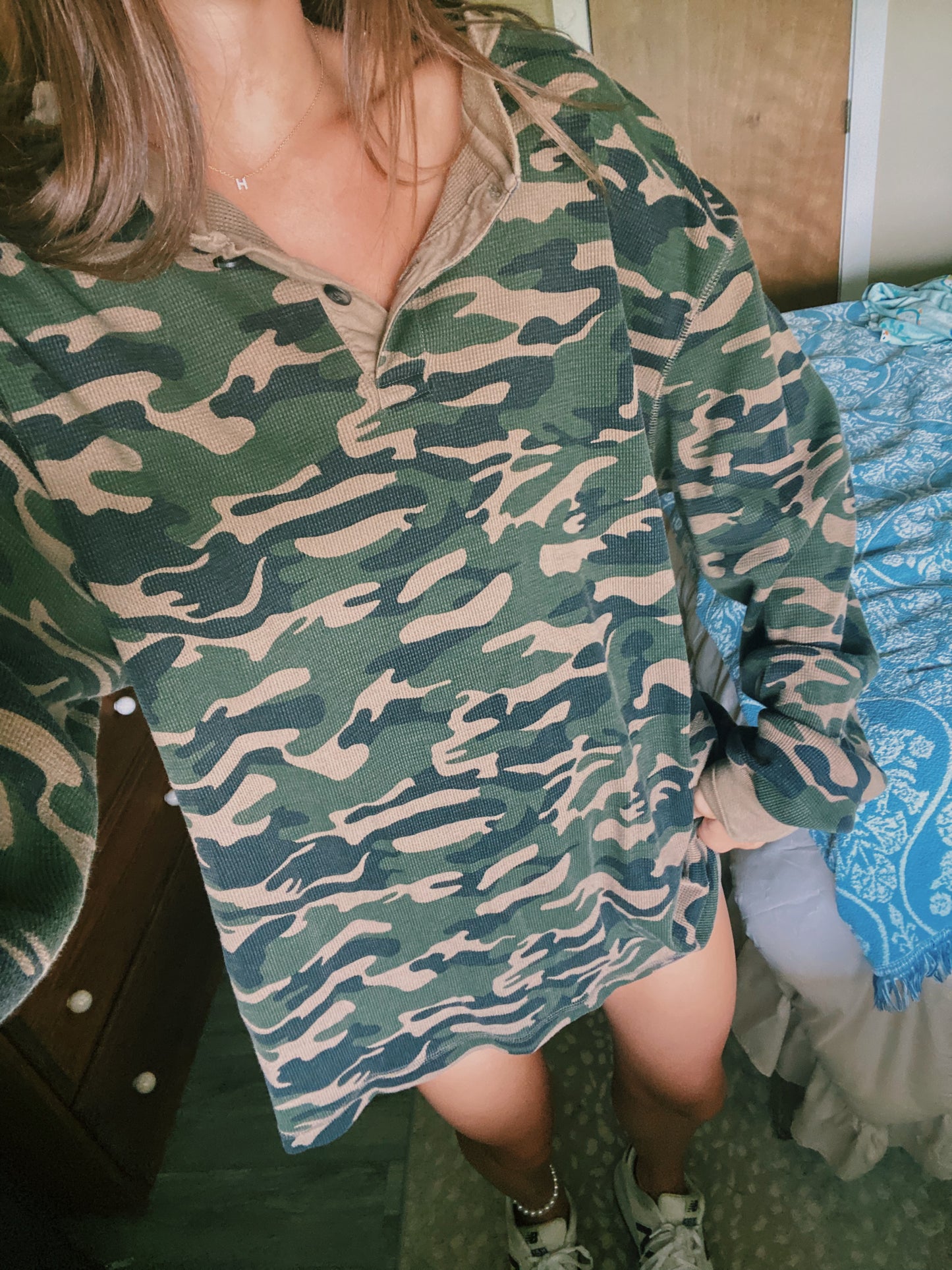 Camo oversized Henley