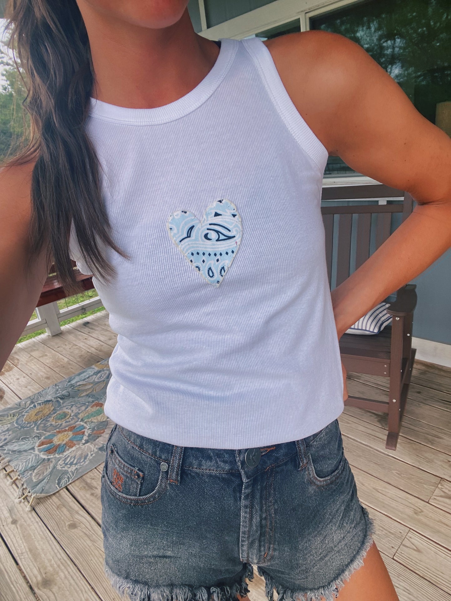 bandana love tank in blue