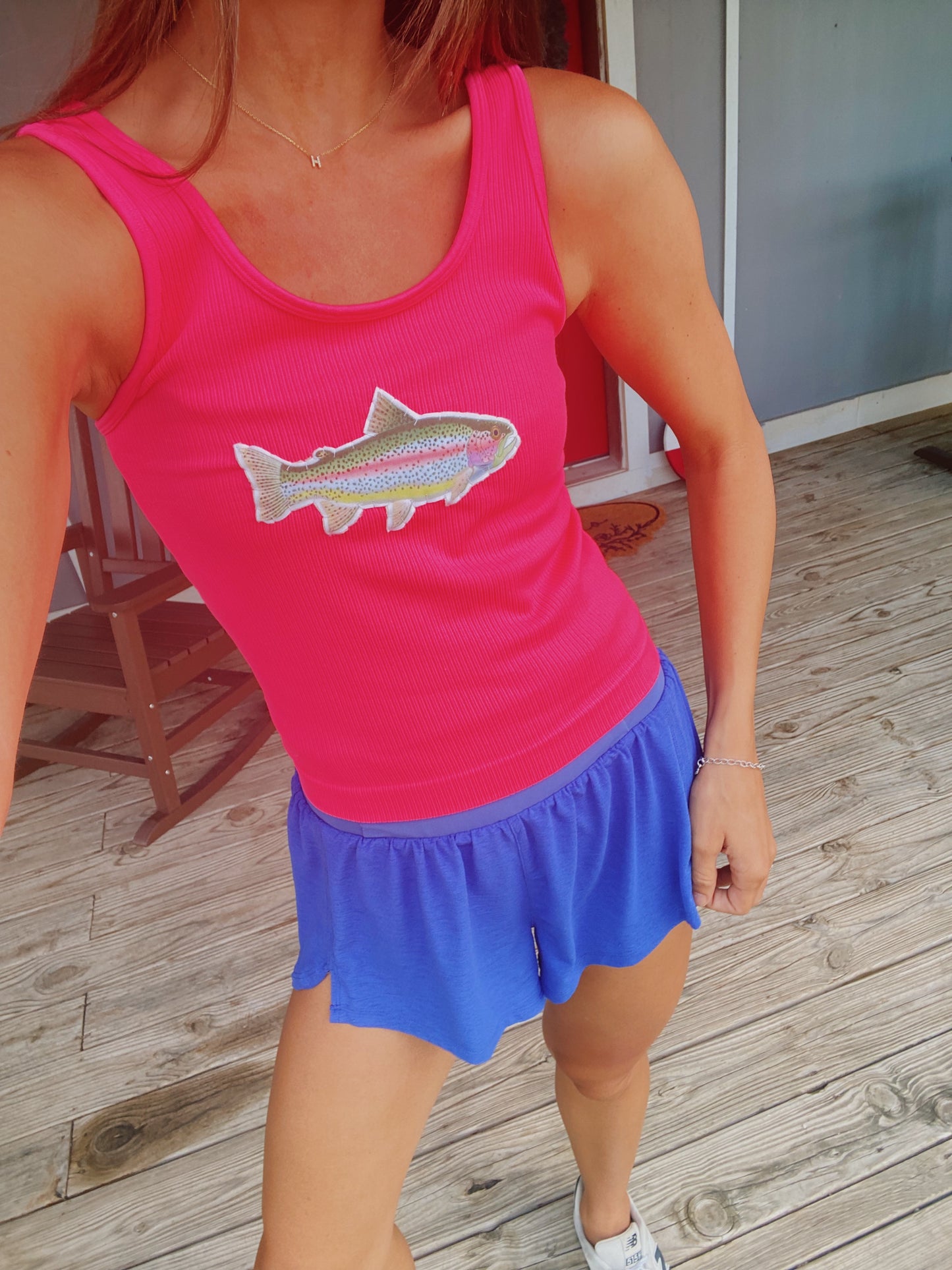 Hot pink trout ribbed tank