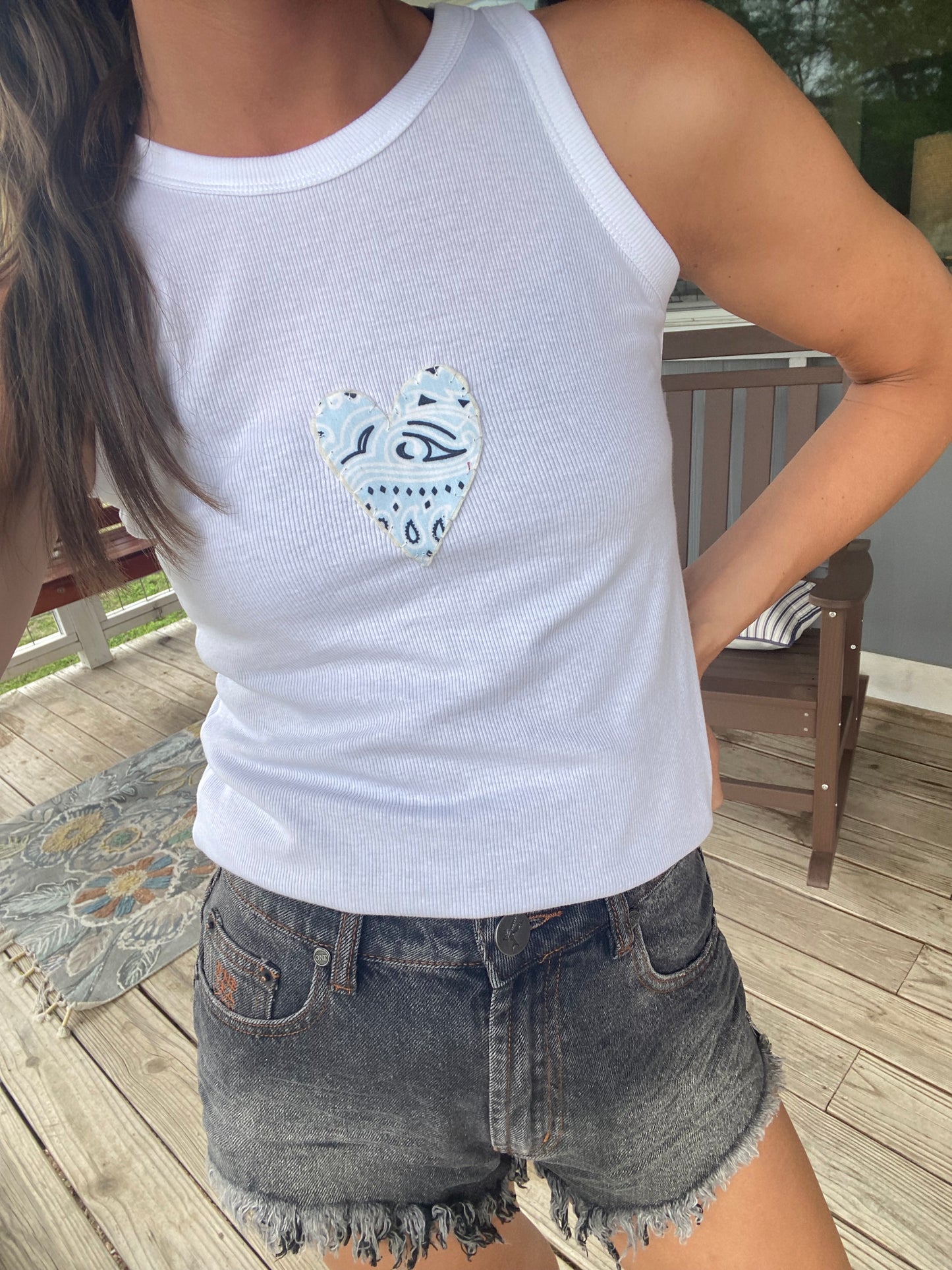bandana love tank in blue